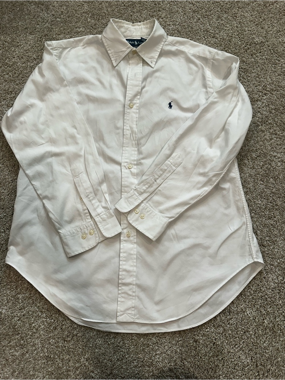 Ralph Lauren White Button-Down Oxford Shirt with Navy Pony